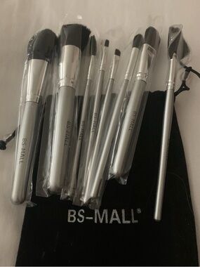 BS-MALL Silver Makeup Brush Set with Pouch